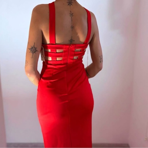 Aidan Mattox Red Scuba Cocktail Dress Size 2 - Picture 2 of 4